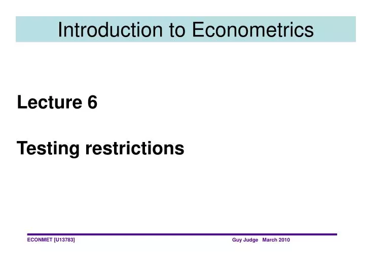 introduction to econometrics