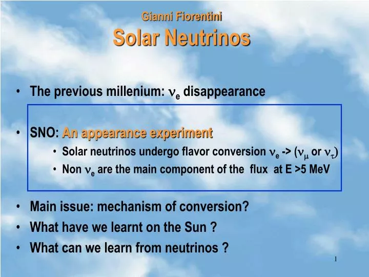 gianni fiorentini solar neutrinos