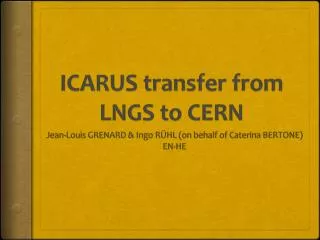 ICARUS transfer from LNGS to CERN