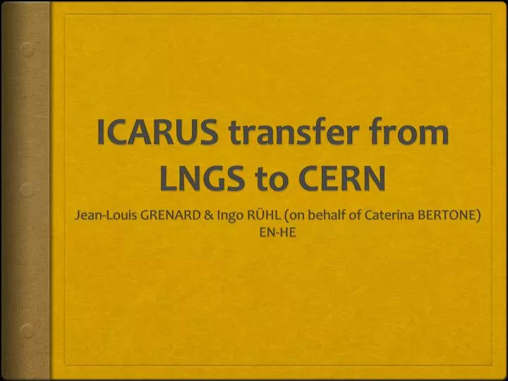 icarus transfer from lngs to cern