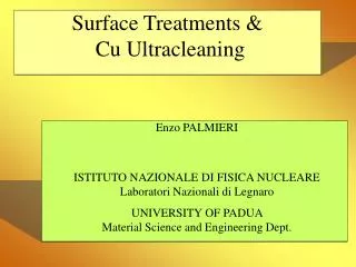 Surface Treatments &amp; Cu Ultracleaning