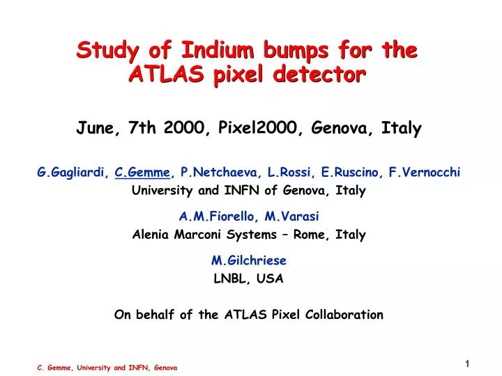 study of indium bumps for the atlas pixel detector