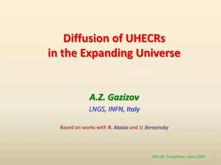 diffusion of uhecrs in the expanding universe