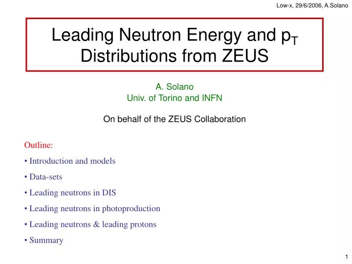 leading neutron energy and p t distributions from zeus