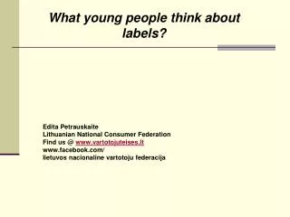 What young people think about labels ?