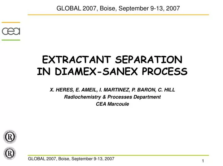 extractant separation in diamex sanex process