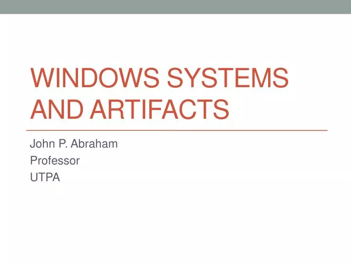 windows systems and artifacts