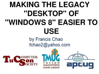 MAKING THE LEGACY &quot;DESKTOP&quot; OF &quot;WINDOWS 8&quot; EASIER TO USE