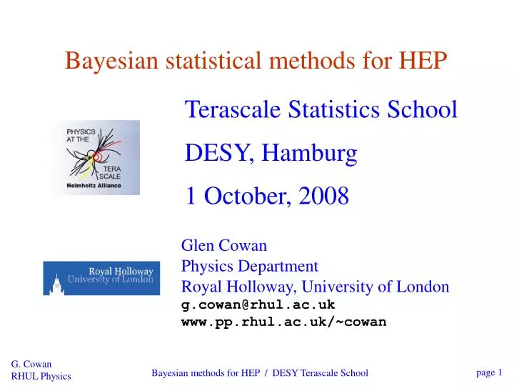 bayesian statistical methods for hep
