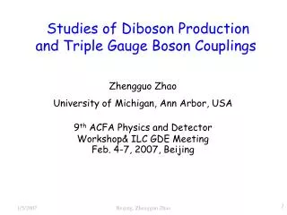 Studies of Diboson Production and Triple Gauge Boson Couplings