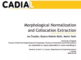 Morphological Normalization and Collocation Extraction