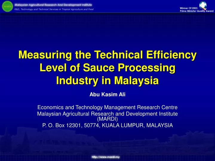 measuring the technical efficiency level of sauce processing industry in malaysia