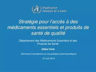 strat gie pour l acc s des m dicaments essentiels et produits de sant de qualit