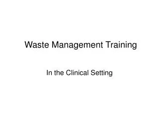 Waste Management Training