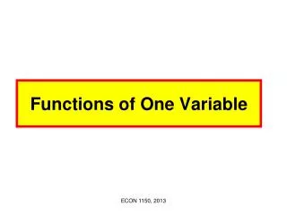 Functions of One Variable