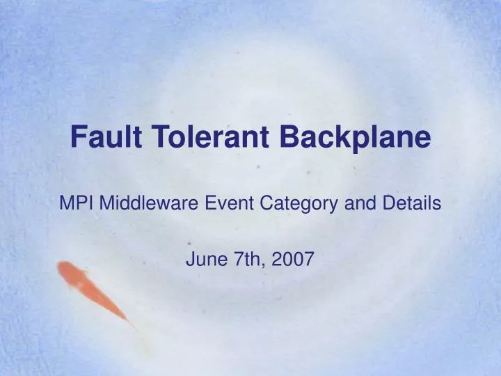 fault tolerant backplane