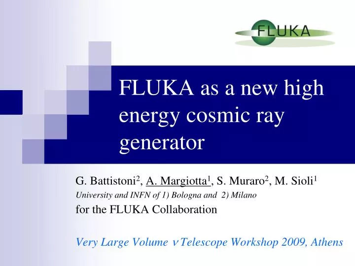 fluka as a new high energy cosmic ray generator