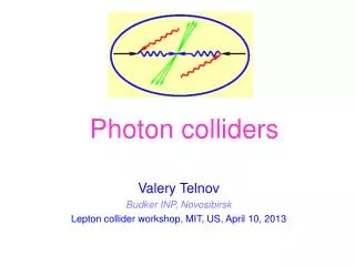 Valery Telnov Budker INP, Novosibirsk Lepton collider workshop, MIT, US, April 10, 2013