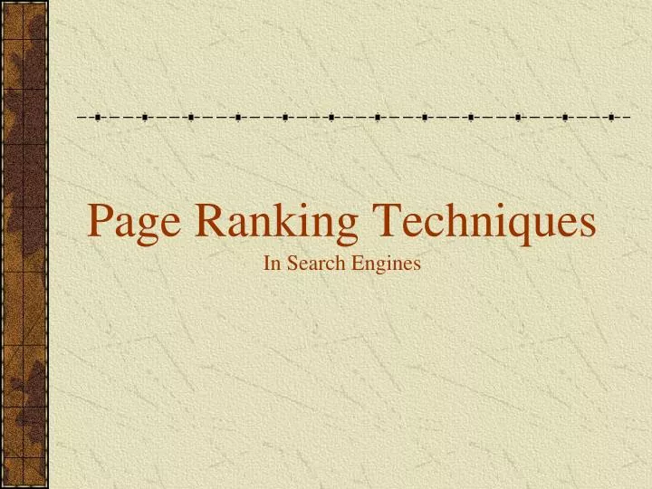 page ranking techniques in search engines