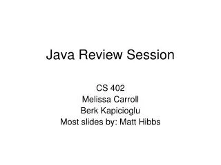 Java Review Session