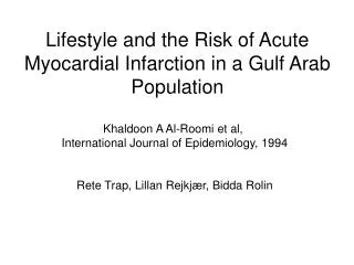 lifestyle and the risk of acute myocardial infarction in a gulf arab population