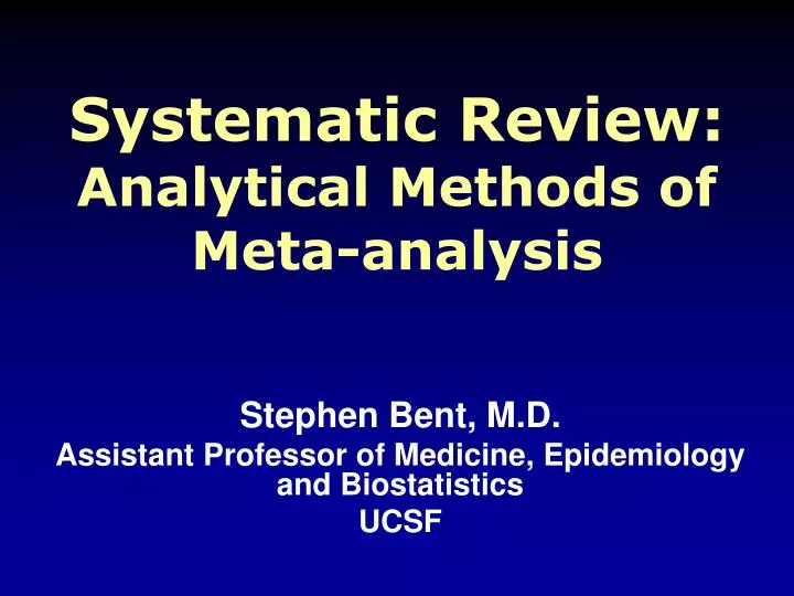 systematic review analytical methods of meta analysis