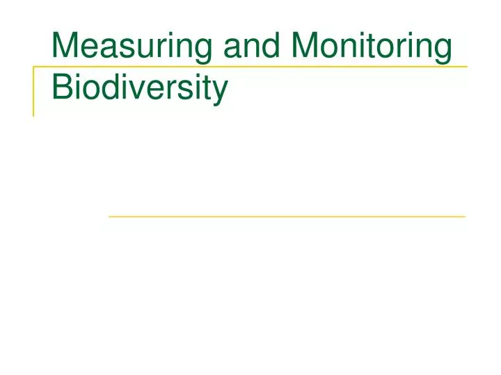 measuring and monitoring biodiversity