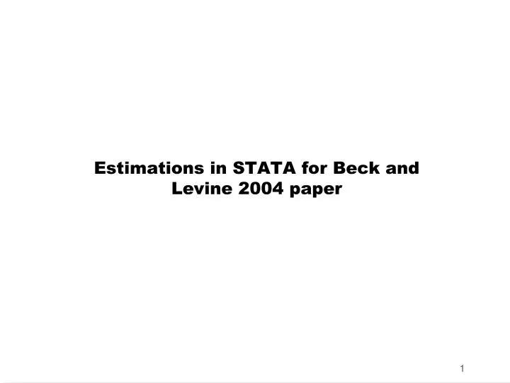 estimations in stata for beck and levine 2004 paper