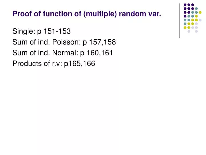 proof of function of multiple random var