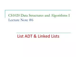 CS1020 Data Structures and Algorithms I Lecture Note # 6