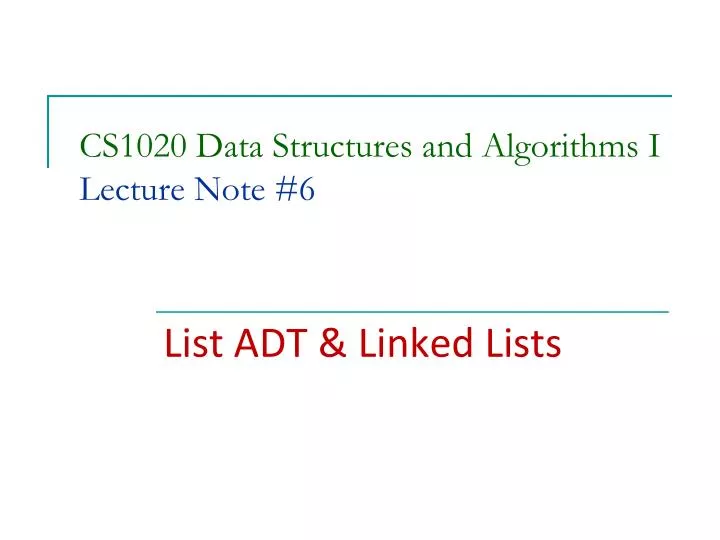 cs1020 data structures and algorithms i lecture note 6