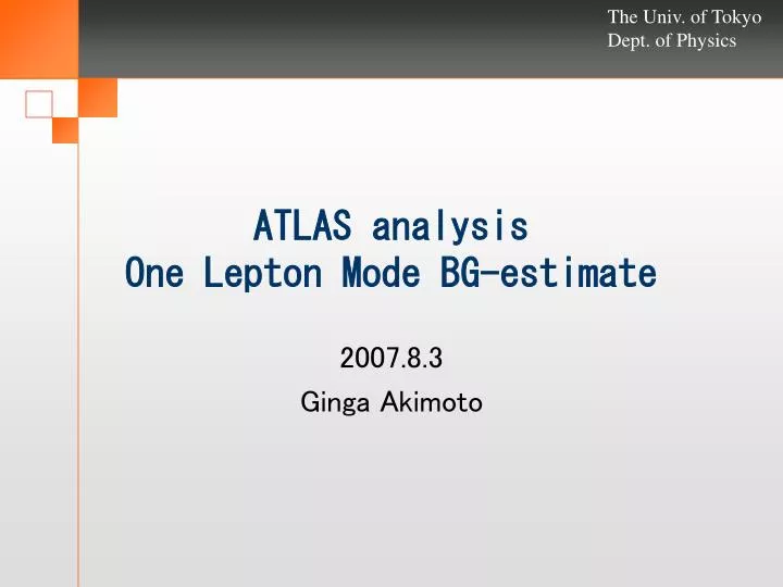 atlas analysis one lepton mode bg estimate