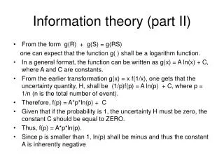 Information theory (part II)