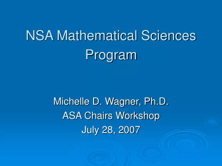 nsa mathematical sciences program
