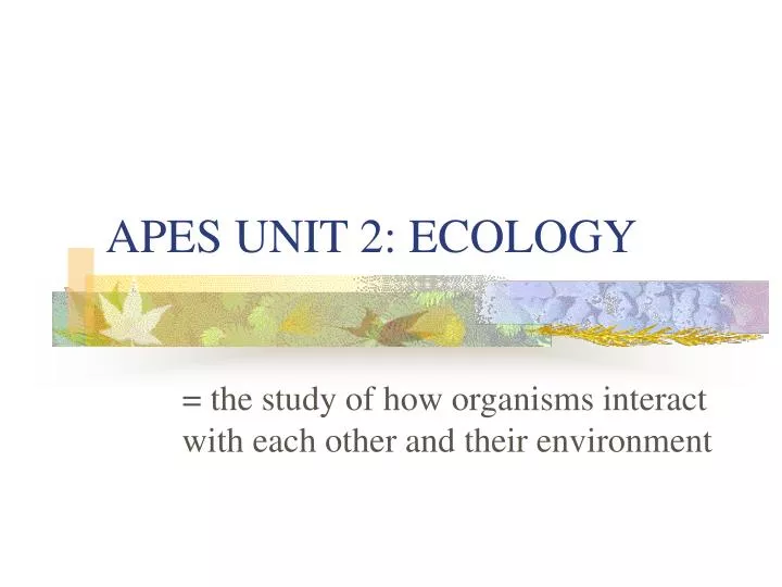 apes unit 2 ecology