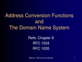 Address Conversion Functions and The Domain Name System