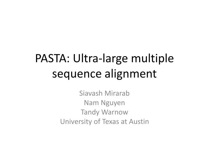pasta ultra large multiple sequence alignment