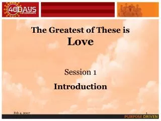 The Greatest of These is Love Session 1 Introduction