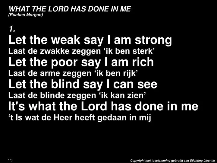 what the lord has done in me rueben morgan