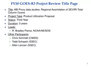FY10 GOES-R3 Project Review Title Page