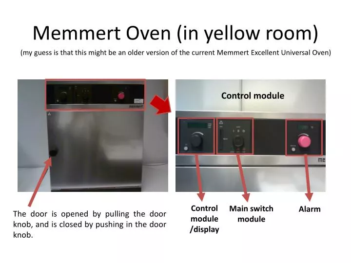 memmert oven in yellow room