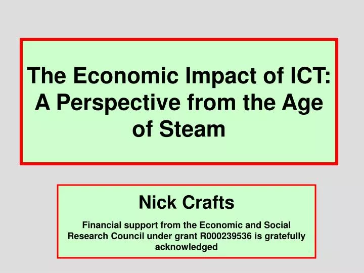 the economic impact of ict a perspective from the age of steam