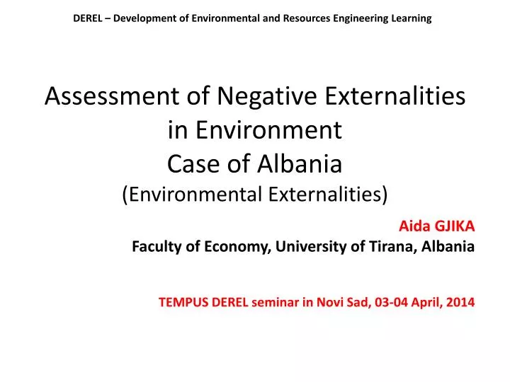 assessment of negative externalities in environment case of albania environmental externalities