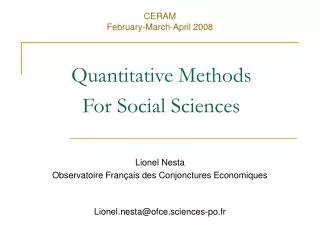 Quantitative Methods For Social Sciences