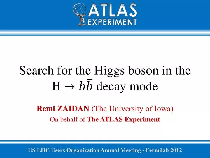 search for the higgs boson in the decay mode