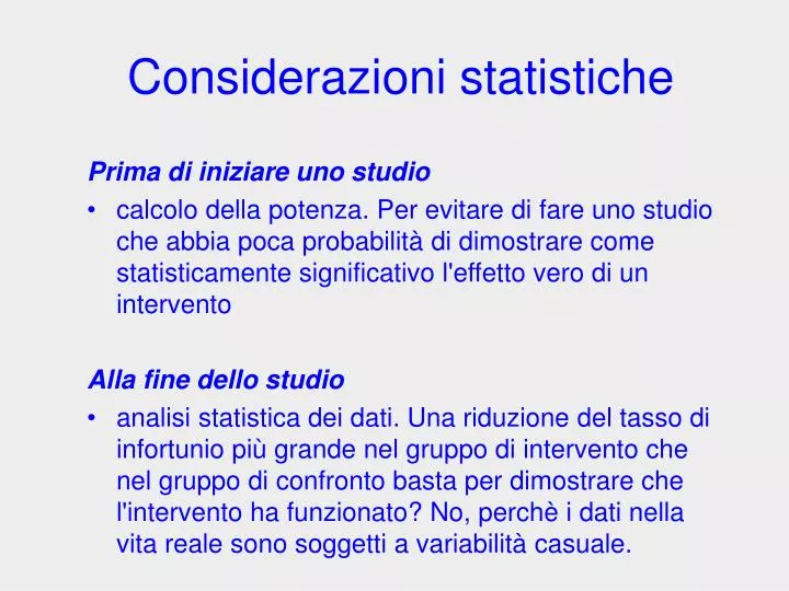 considerazioni statistiche