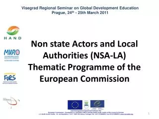 Non state Actors and Local Authorities (NSA-LA) Thematic Programme of the European Commission