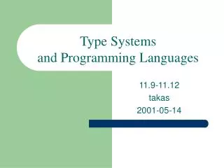 type systems and programming languages