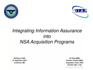 Integrating Information Assurance into NSA Acquisition Programs