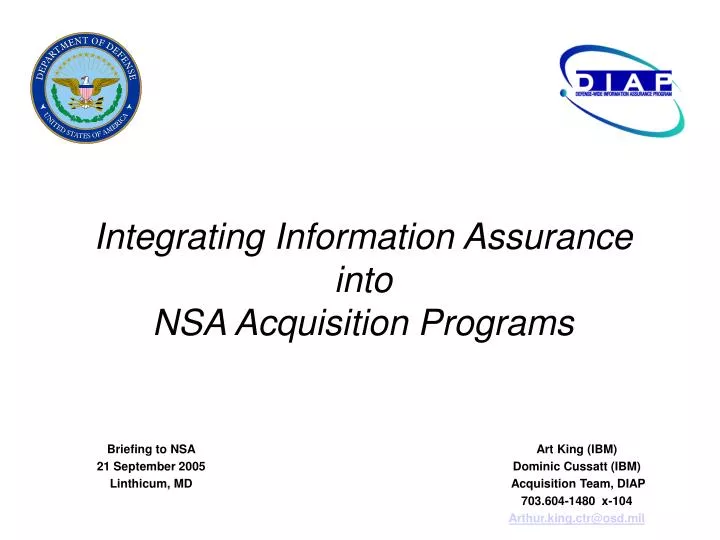 integrating information assurance into nsa acquisition programs